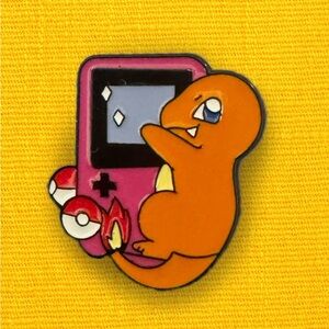 Charmander Pokemon Enamel Pin with Game Boy Game Console